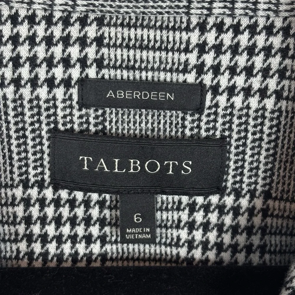 Talbots Aberdeen Houndstooth Blazer Black white Womens sz 6 business‎ casual